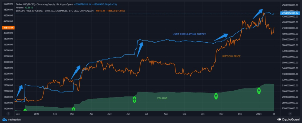 How Does Bitcoin Price Correlate with USDT Supply? CryptoQuant Explained
